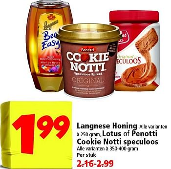 Aanbiedingen Langnese honing lotus of penotti cookie notti speculoos - Langnese - Geldig van 02/11/2014 tot 08/11/2014 bij Plus