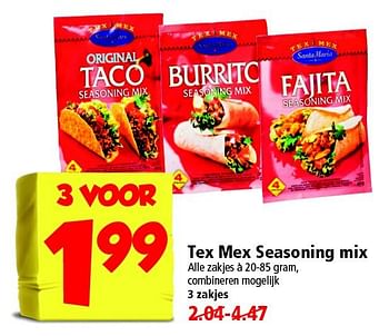 Aanbiedingen Tex mex seasoning mix - Santa Maria - Geldig van 02/11/2014 tot 08/11/2014 bij Plus