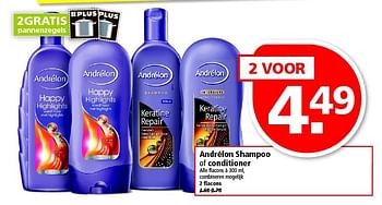 Aanbiedingen Andrélon shampoo of conditioner - Andrelon - Geldig van 02/11/2014 tot 08/11/2014 bij Plus