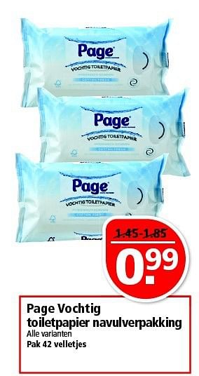 Aanbiedingen Page vochtig toiletpapier navulverpakking - Page - Geldig van 02/11/2014 tot 08/11/2014 bij Plus