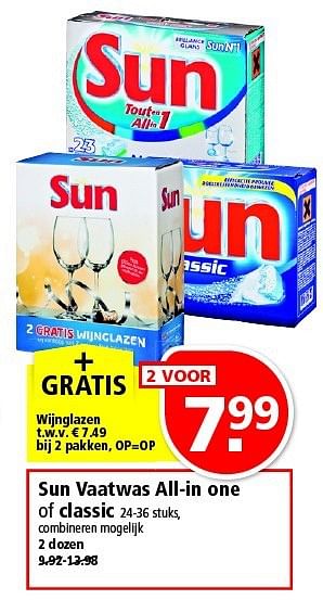 Aanbiedingen Sun vaatwas all-in one of classic - Sun - Geldig van 02/11/2014 tot 08/11/2014 bij Plus
