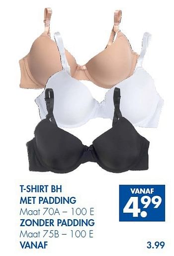 Aanbiedingen T-shirt bh met padding - Huismerk - Zeeman  - Geldig van 30/08/2014 tot 13/09/2014 bij Zeeman