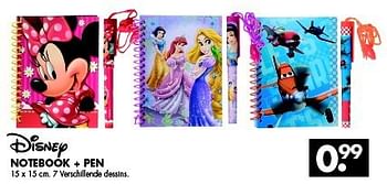 Aanbiedingen Notebook + pen - Disney - Geldig van 27/09/2014 tot 11/10/2014 bij Zeeman