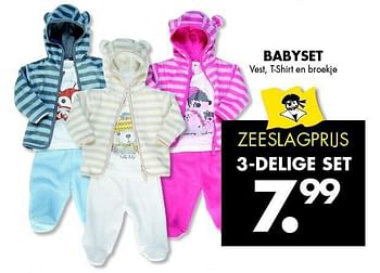 Aanbiedingen Babyset vest, t-shirt en broekje - Huismerk - Zeeman  - Geldig van 27/09/2014 tot 11/10/2014 bij Zeeman