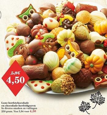 Aanbiedingen Luxe herfstchocolade en chocolade herfstfiguren - Huismerk - Vroom &amp; Dreesman - Geldig van 25/09/2014 tot 12/10/2014 bij Vroom & Dreesman