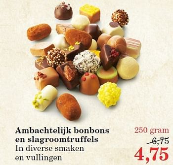 Aanbiedingen Ambachtelijk bonbons en slagroomtruffels - Huismerk - Vroom &amp; Dreesman - Geldig van 25/09/2014 tot 12/10/2014 bij Vroom & Dreesman