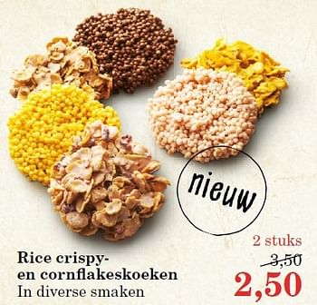 Aanbiedingen Rice crispy en cornflakeskoeken - Huismerk - Vroom &amp; Dreesman - Geldig van 25/09/2014 tot 12/10/2014 bij Vroom & Dreesman