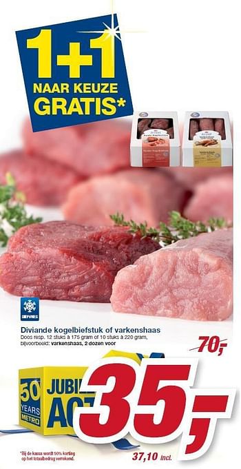 Aanbiedingen Diviande kogelbiefstuk of varkenshaas - Huismerk - Makro - Geldig van 22/10/2014 tot 04/11/2014 bij Makro