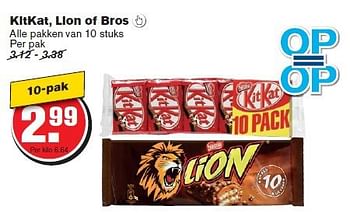 Aanbiedingen Kitkat, lion of bros  - Nestlé - Geldig van 29/10/2014 tot 04/11/2014 bij Hoogvliet