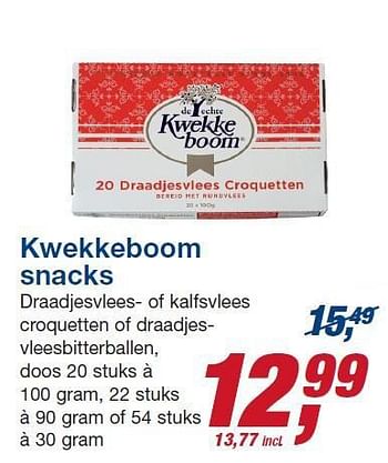 Aanbiedingen Kwekkeboom snacks - KWEKKEBOOM - Geldig van 22/10/2014 tot 04/11/2014 bij Makro