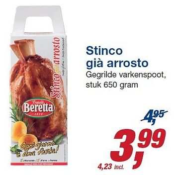 Aanbiedingen Stinco già arrosto gegrilde varkenspoot - BERETTA - Geldig van 22/10/2014 tot 04/11/2014 bij Makro