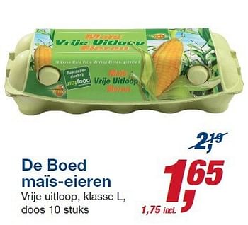 Aanbiedingen De boed maïs-eieren vrije uitloop, klasse l - Natuurfarm de Boed - Geldig van 22/10/2014 tot 04/11/2014 bij Makro