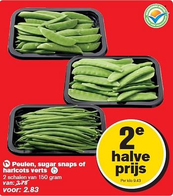 Aanbiedingen Peulen, sugar snaps of haricots verts   - Huismerk - Hoogvliet - Geldig van 29/10/2014 tot 04/11/2014 bij Hoogvliet