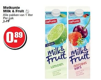 Aanbiedingen Melkunie milk + fruit  - Melkunie - Geldig van 29/10/2014 tot 04/11/2014 bij Hoogvliet
