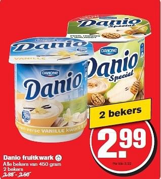 Aanbiedingen Danio fruitkwark  - Danio - Geldig van 29/10/2014 tot 04/11/2014 bij Hoogvliet