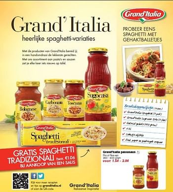 Aanbiedingen Grand`italia pastasaus  - grand’italia - Geldig van 29/10/2014 tot 04/11/2014 bij Hoogvliet