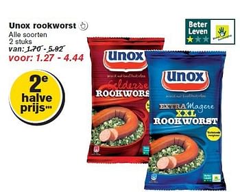 Aanbiedingen Unox rookworst  - Unox - Geldig van 29/10/2014 tot 04/11/2014 bij Hoogvliet