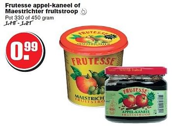 Aanbiedingen Frutesse appel-kaneel of maestrichter fruitstroop - Frutesse - Geldig van 29/10/2014 tot 04/11/2014 bij Hoogvliet