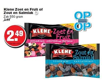 Aanbiedingen Klene zoet en fruit of zout en salmiak - Klene - Geldig van 29/10/2014 tot 04/11/2014 bij Hoogvliet