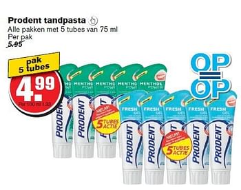 Aanbiedingen Prodent tandpasta  - Prodent - Geldig van 29/10/2014 tot 04/11/2014 bij Hoogvliet