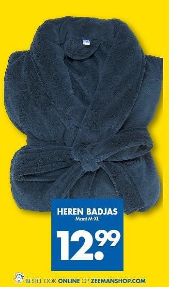 Aanbiedingen Heren badjas - Huismerk - Zeeman  - Geldig van 25/10/2014 tot 08/11/2014 bij Zeeman