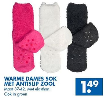 Aanbiedingen Warme dames sok met antislip zool - Huismerk - Zeeman  - Geldig van 25/10/2014 tot 08/11/2014 bij Zeeman