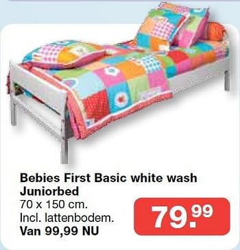 Aanbiedingen Bebies first basic white wash juniorbed - bebiesfirst - Geldig van 19/10/2014 tot 09/11/2014 bij Baby & Tiener Megastore
