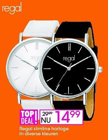 Aanbiedingen Regal slimline horloge in diverse kleuren - Regal - Geldig van 13/10/2014 tot 16/11/2014 bij Lucardi