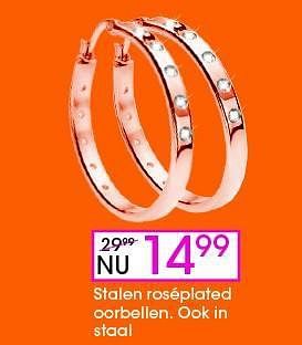 Aanbiedingen Stalen roséplated oorbellen - Huismerk - Lucardi - Geldig van 13/10/2014 tot 16/11/2014 bij Lucardi