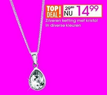Aanbiedingen Zilveren ketting met kristal in diverse kleuren - Huismerk - Lucardi - Geldig van 13/10/2014 tot 16/11/2014 bij Lucardi