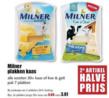 Aanbiedingen Milner plakken kaas - Milner - Geldig van 03/11/2014 tot 08/11/2014 bij MCD Supermarkten