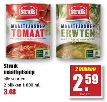 Aanbiedingen Struik maaltijdsoep - Struik - Geldig van 03/11/2014 tot 08/11/2014 bij MCD Supermarkten