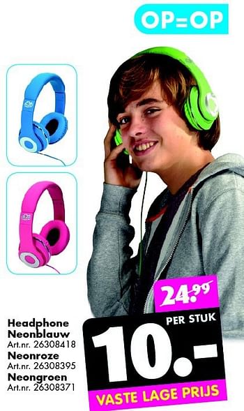Aanbiedingen Headphone neonblauw - Huismerk - Bart Smit - Geldig van 25/10/2014 tot 09/11/2014 bij Bart Smit