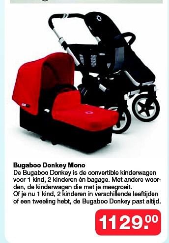 Aanbiedingen Bugaboo donkey mono - Bugaboo - Geldig van 19/10/2014 tot 09/11/2014 bij Baby & Tiener Megastore