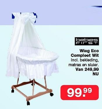 Aanbiedingen Wieg eco compleet wit - bebiesfirst - Geldig van 19/10/2014 tot 09/11/2014 bij Baby & Tiener Megastore