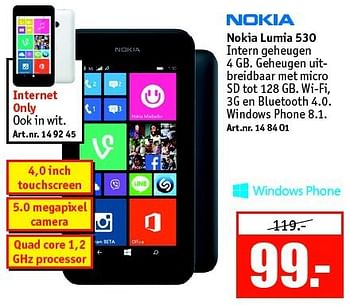Aanbiedingen Nokia lumia 530 - Nokia - Geldig van 27/10/2014 tot 09/11/2014 bij Kijkshop