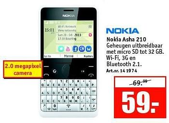 Aanbiedingen Nokia asha 210 - Nokia - Geldig van 27/10/2014 tot 09/11/2014 bij Kijkshop