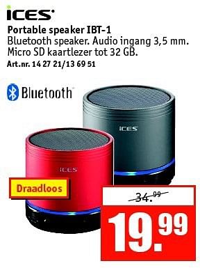 Aanbiedingen Portable speaker ibt-1 - Ices - Geldig van 27/10/2014 tot 09/11/2014 bij Kijkshop