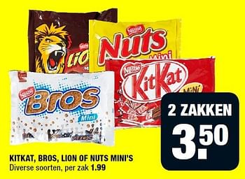 Aanbiedingen Kitkat, bros, lion of nuts mini`s - Bros - Geldig van 03/11/2014 tot 09/11/2014 bij Big Bazar