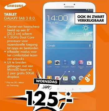 Aanbiedingen Tablet galaxy tab 3 8.0 - Samsung - Geldig van 03/11/2014 tot 09/11/2014 bij Expert