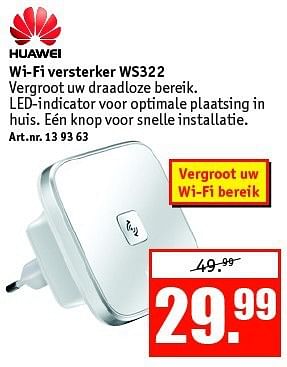 Aanbiedingen Wi-fi versterker ws322 - Huawei - Geldig van 27/10/2014 tot 09/11/2014 bij Kijkshop