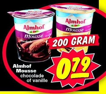 Aanbiedingen Almhof mousse chocolade of vanille - Almhof - Geldig van 03/11/2014 tot 09/11/2014 bij Nettorama