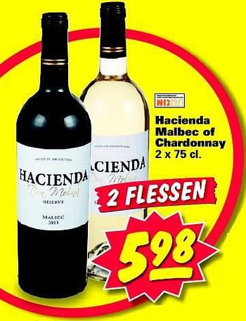 Aanbiedingen Hacienda malbec of chardonnay - Rode wijnen - Geldig van 03/11/2014 tot 09/11/2014 bij Nettorama