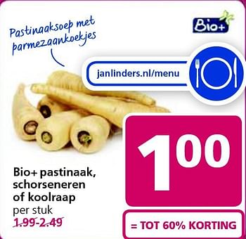 Aanbiedingen Bio+ pastinaak, schorseneren of koolraap - Bio+ - Geldig van 03/11/2014 tot 09/11/2014 bij Jan Linders