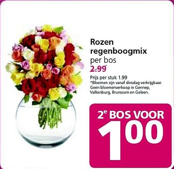 Aanbiedingen Rozen regenboogmix - Huismerk - Jan Linders - Geldig van 03/11/2014 tot 09/11/2014 bij Jan Linders