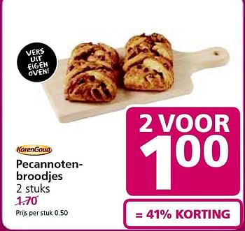 Aanbiedingen Pecannotenbroodjes - Korengoud - Geldig van 03/11/2014 tot 09/11/2014 bij Jan Linders