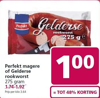 Aanbiedingen Perfekt magere of gelderse rookworst - Perfekt - Geldig van 03/11/2014 tot 09/11/2014 bij Jan Linders