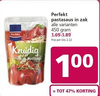 Aanbiedingen Perfekt pastasaus in zak - Perfekt - Geldig van 03/11/2014 tot 09/11/2014 bij Jan Linders