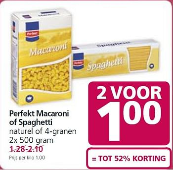 Aanbiedingen Perfekt macaroni of spaghetti - Perfekt - Geldig van 03/11/2014 tot 09/11/2014 bij Jan Linders