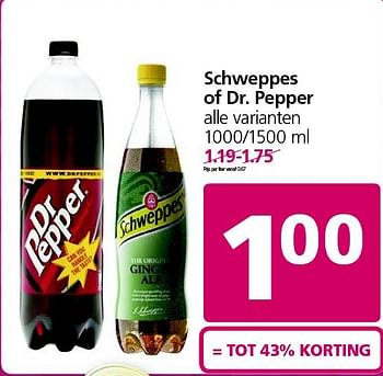 Aanbiedingen Schweppes of dr. pepper - Schweppes - Geldig van 03/11/2014 tot 09/11/2014 bij Jan Linders